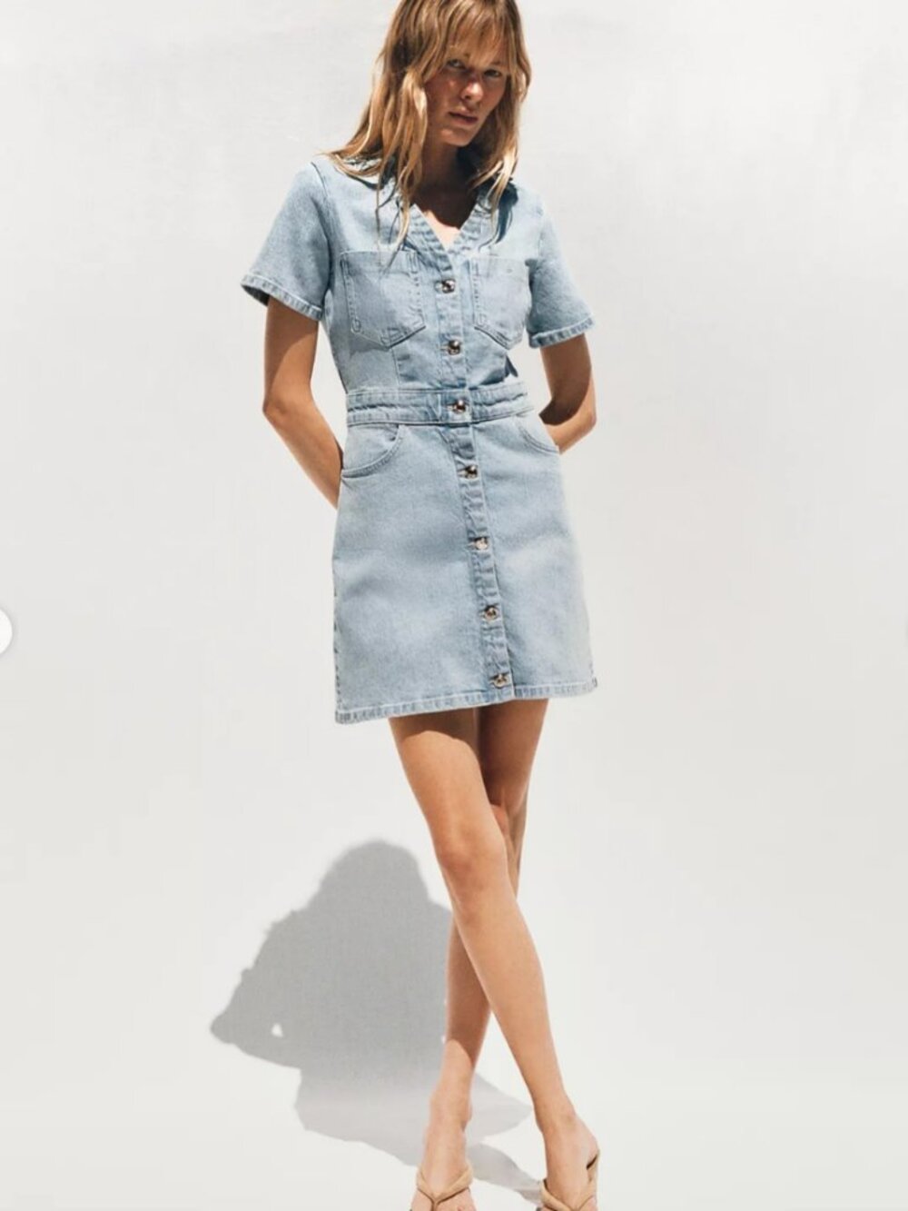 Zara Z1975 Mini Denim Short Sleeve Dress